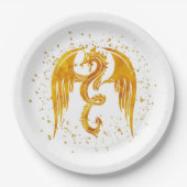 Golddrache in den Tellern des Sternenpapiers Pappteller (Vorderseite)