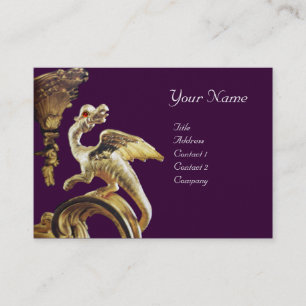 GOLDDRACHE IN LILA Monogram Gold Metallic Visitenkarte