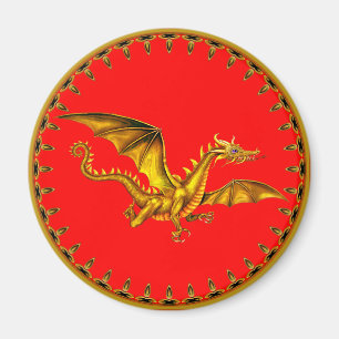 Golddrache in Rot Magnet