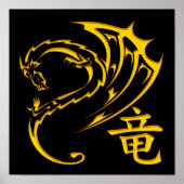 Golddrache mit Kanji-Symbol Poster (Vorne)