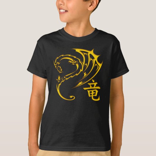 Golddrache mit Kanji-Symbol T-Shirt (Vorderseite)