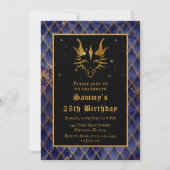 Golddrache mit Navy Blue Scales Geburtstagsparty Einladung (Vorderseite)