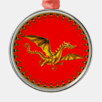 Golddrache mit rotem Hintergrund