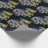 Golddrache mit Wasser-Spritzen Geschenkpapier (Ecke)