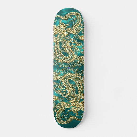 Golddrache Türkis Satin Lush Skateboard (Vorderseite)