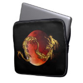 Golddrache und Eclipse auf schwarzasischem Laptop- Laptopschutzhülle (Vorderseite Links)