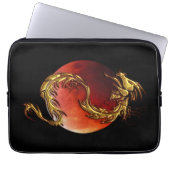 Golddrache und Eclipse auf schwarzasischem Laptop- Laptopschutzhülle (Vorderseite)
