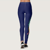 Golddrache und Grüner Wasserdrache im blauen Hinte Leggings (Rückseite)