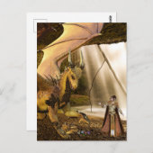 Golddrache und Prinzessin Elf Postkarte (Vorne/Hinten)