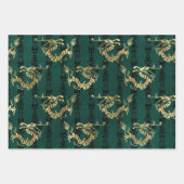 Golddrachen auf Grün Geschenkpapier Set (Vorderseite 3)