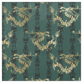 Golddrachen auf Grün Stoff (Nahaufnahme)