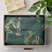 Golddrachen auf grüner Decoupage Seidenpapier (Geschenk)