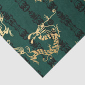 Golddrachen auf grüner Decoupage Seidenpapier (Detail)