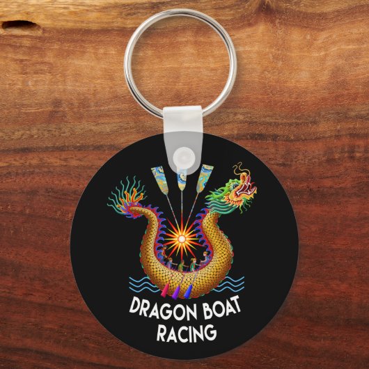 Golddrachenboot mit Paddlers Schlüsselanhänger (Vorderseite)