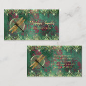 Golddrachenfliegen auf Grün mit Rhinestones Visitenkarte (Vorne/Hinten)