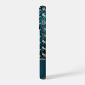 Golddrachenfliegen auf Vintag blauem grünem Hinter iPhone Hülle (Linke Seite)