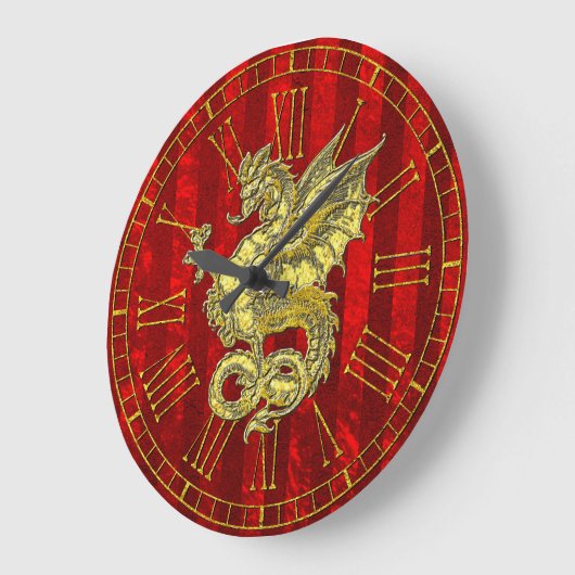 Golddrachenroter Streifen Große Wanduhr (Winkel)