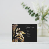 GOLDDRAGON IN SCHWARZEM Monogramm Gold Metallic Visitenkarte (Stehend Vorderseite)