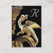 GOLDDRAGON IN SCHWARZEM Monogramm Gold Metallic Visitenkarte (Rückseite)