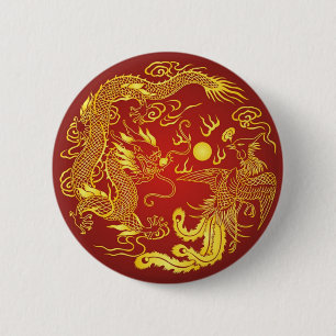 Golddragon Phoenix Chinesische Gastgeschenk Hochze Button