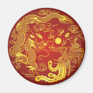 Golddragon Phoenix Chinesische Gastgeschenk Hochze Magnet