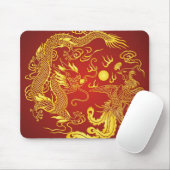 Golddragon Phoenix Chinesische Gastgeschenk Hochze Mousepad (Mit Mouse)