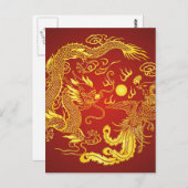 Golddragon Phoenix Chinesische Gastgeschenk Hochze Postkarte (Vorne/Hinten)