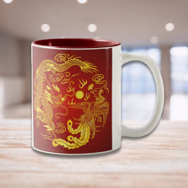Golddragon Phoenix Chinesische Gastgeschenk Hochze Zweifarbige Tasse