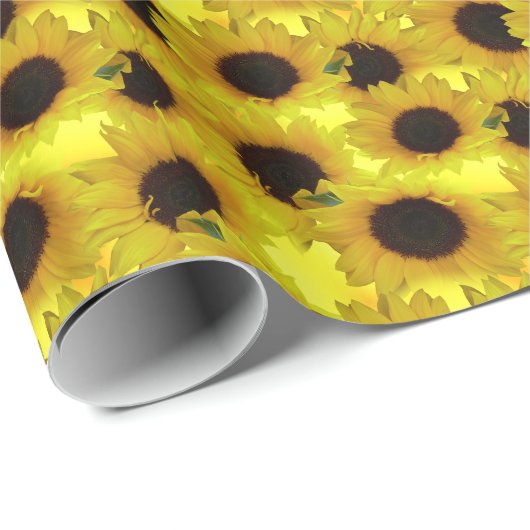 Golddruckpapier für Sonnenblumen Gelbe Blume Geschenkpapier (Rolleneckpunkt)