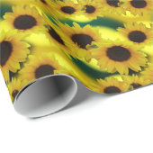 Golddruckpapier für Sonnenblumen Gelbe Blume Geschenkpapier (Rolleneckpunkt)