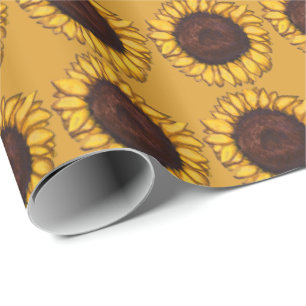 Golddruckpapier für Sonnenblumen Gelbe Blume Geschenkpapier