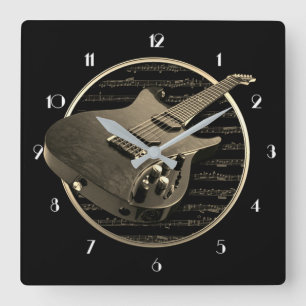 GoldE-Gitarren-Quadrat-Wanduhr Quadratische Wanduhr