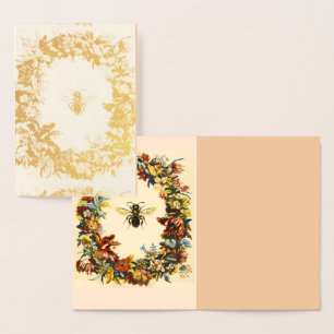 GOLDE HONEIGBIENE MIT BLUMENKRONE FOLIENKARTE