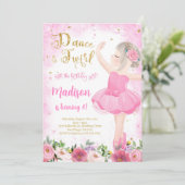 Golded Ballerina Einladung (Stehend Vorderseite)