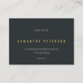 Goldeffekt, Goldringe, dunkelgrauer Text Visitenkarte (Rückseite)