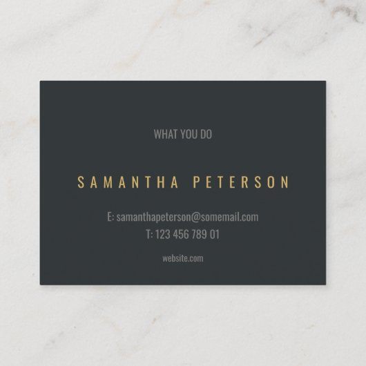 Goldeffekt, Goldringe, dunkelgrauer Text Visitenkarte (Rückseite)