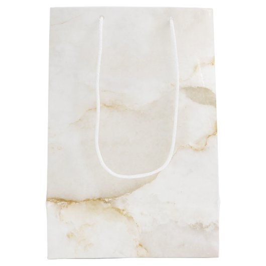 Goldeffekt Marmor Personalisiert Weihnachten Mittlere Geschenktüte (Rückseite)