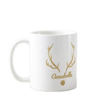 Goldeffekt Rentiert lustige Geweihe personalisiert