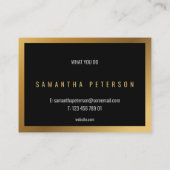 Goldeffekt, schwarzer Hintergrund mit dickem Goldr Visitenkarte (Rückseite)