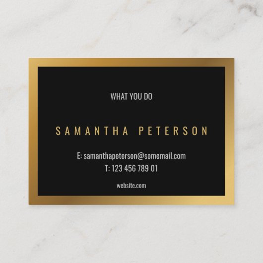 Goldeffekt, schwarzer Hintergrund mit dickem Goldr Visitenkarte (Rückseite)