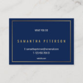 Goldeffektgrenze, blau beruflich visitenkarte (Rückseite)