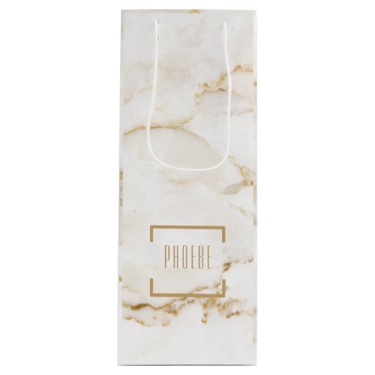 Goldeffektkarton mit personalisiertem Namen Geschenktüte Für Weinflaschen (Vorderseite)