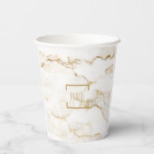 Goldeffektkarton mit personalisiertem Namen Pappbecher (Rückseite)