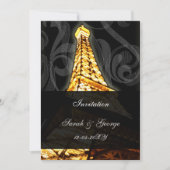 Goldeiffelturm Pariser Hochzeitseinladung Einladung (Vorderseite)