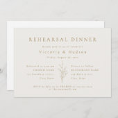 Goldeinfache botanische Blätter Probe Dinner invi Einladung (Vorne/Hinten)