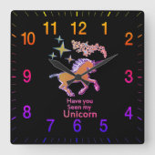 GoldEinhorn-Ponypferd mit goldenen Sternen Quadratische Wanduhr (Vorderseite)