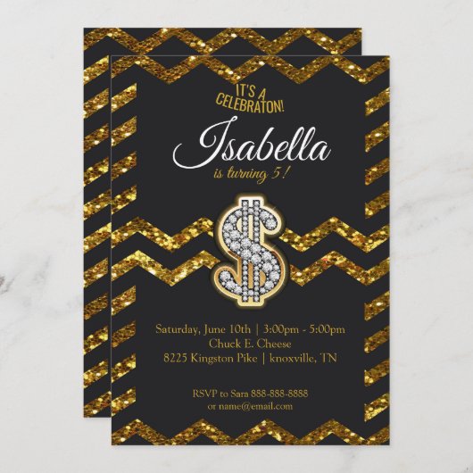 Goldeinladung Einladung (Vorne/Hinten)