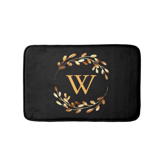 Goldel Floral Monogram Badematte (Vorderseite)