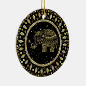 Goldelefant mit Goldrahmen Keramik Ornament (Rechts)