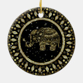 Goldelefant mit Goldrahmen Keramik Ornament (Hinten)